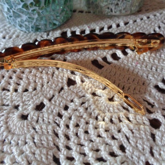 France Luxe Wavy Hairclip Barrette Long Skinny Tortoise Shell Barrette Classic - Picture 3 of 6